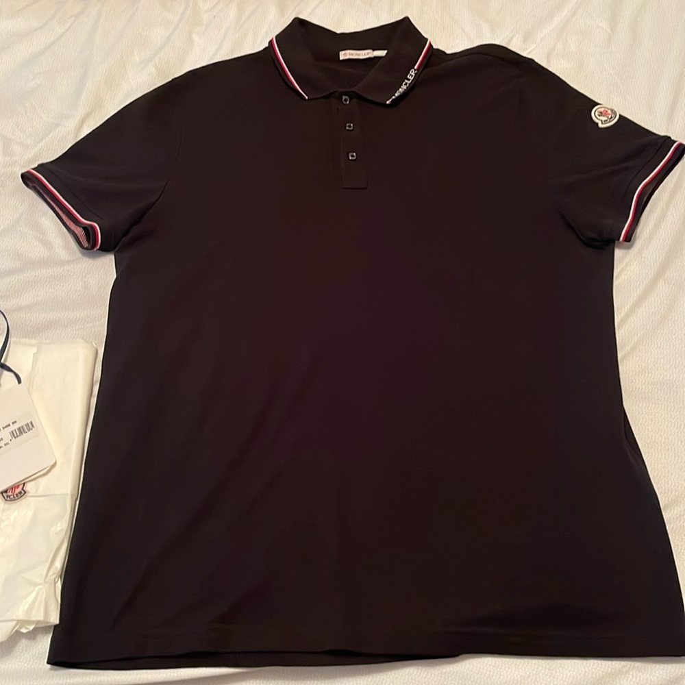 Moncler 2022 men’s black polo amazing condition size XXL retail $370 🔥🔥🔥